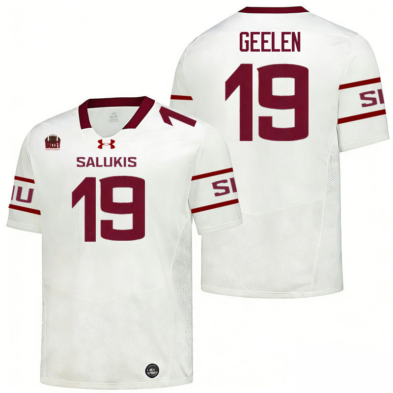 Southern Illinois Salukis #19 Paul Geelen College Football Jerseys,Uniforms-White